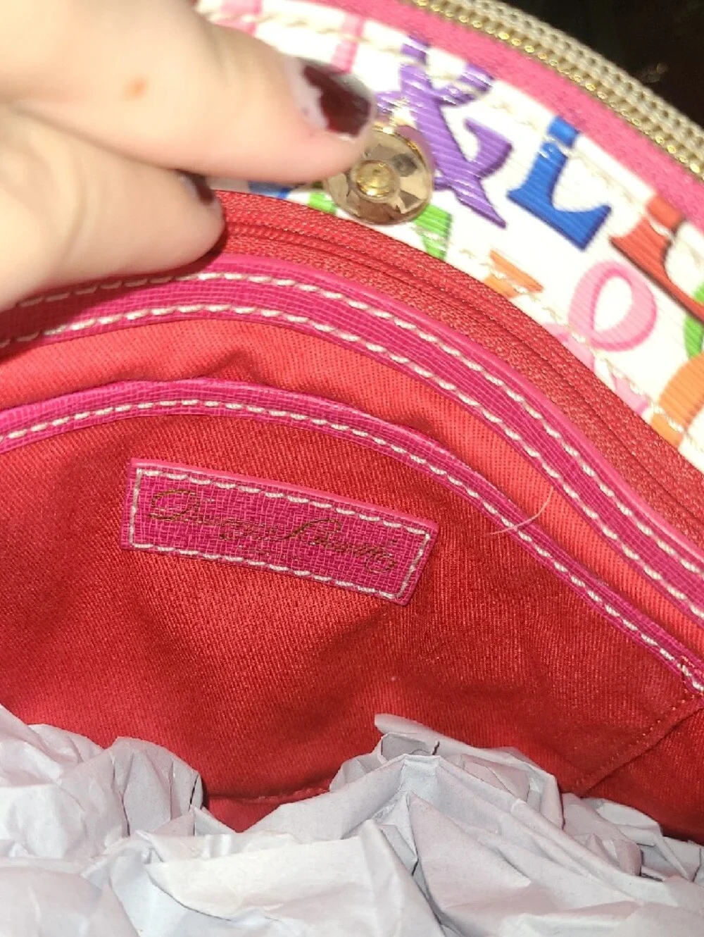 Vintage & Retired Dooney & Bourke Retro Grafica Ruby Mini Sachel. - Picture 10 of 10